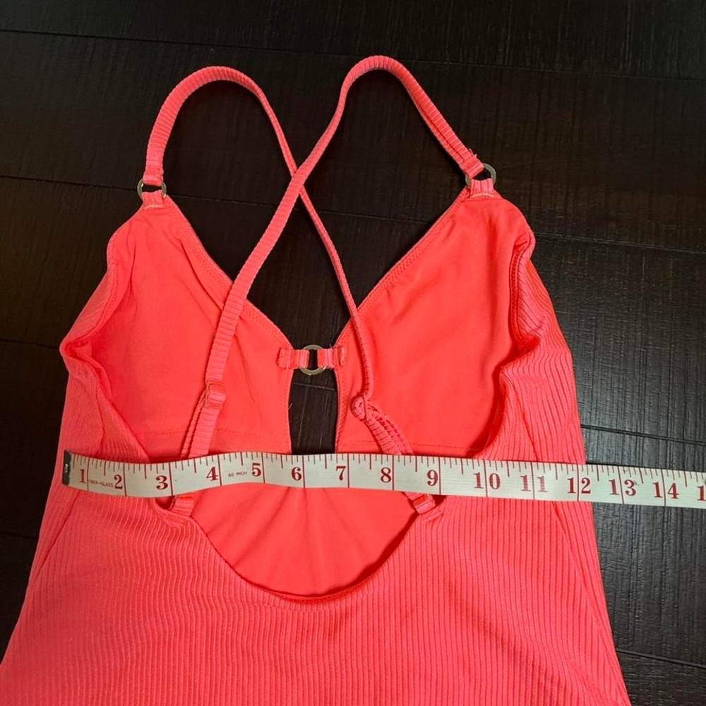 Aerie Shiny Coral Pink One Piece Swimsuit Large NWT High Cut - Picture 7 of 8